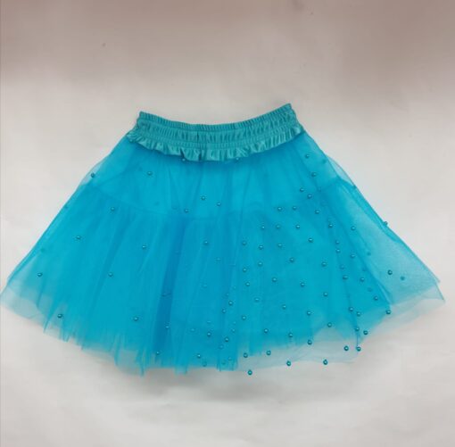 FALDA PERLAS TURQUESAS / LARGO 40 CMS. FORMA CAPA