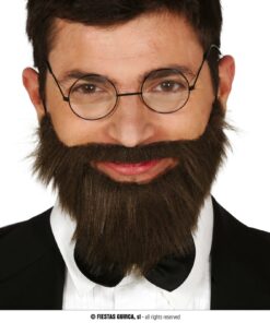 BARBA Y BIGOTE CASTAÑO CON GOMA ELÁSTICA