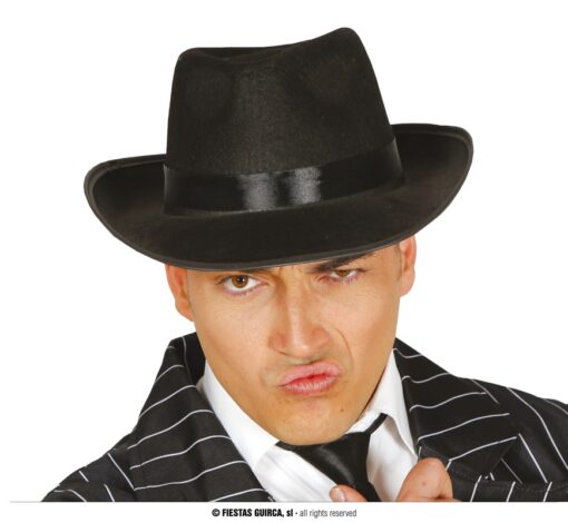 SOMBRERO GANSTER NEGRO CON CINTA