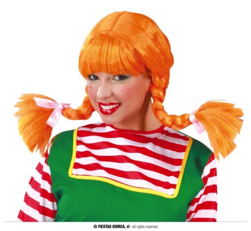 PELUCA PIPI TRENZAS NARANJA