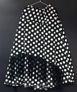 FALDILLA FLAMENCA NEGRE TOPO BLANC LLARG 85 CMS